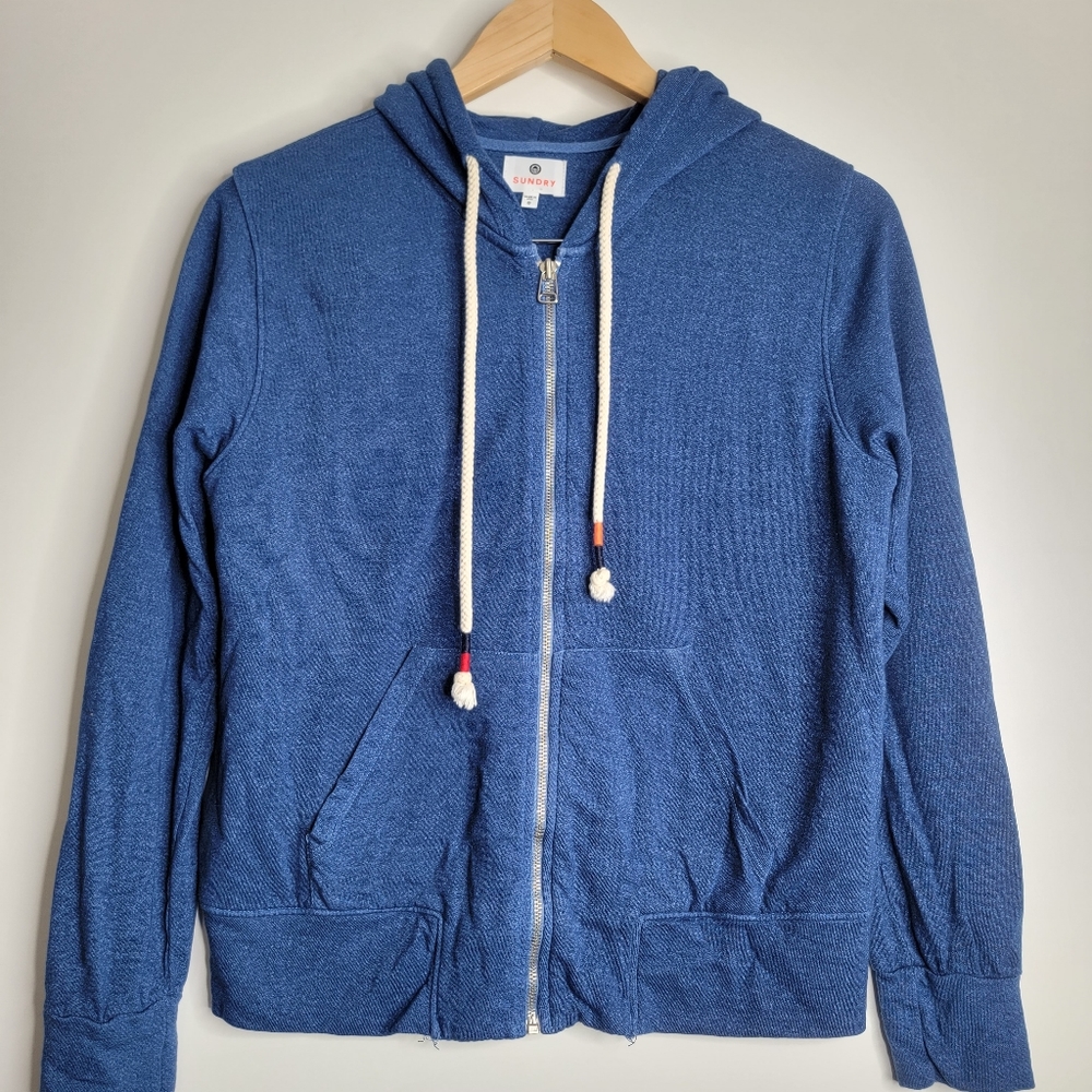 Sundry Full-Zip Light Weight Hooded  Jacket. Size 0. Blue.
